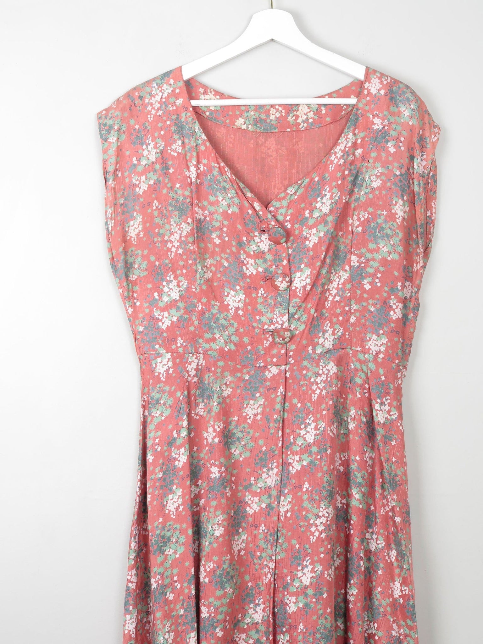 Vintage Pink Floral Silk 1950s Dress M/L - The Harlequin