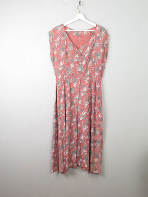 Vintage Pink Floral Silk 1950s Dress M/L - The Harlequin