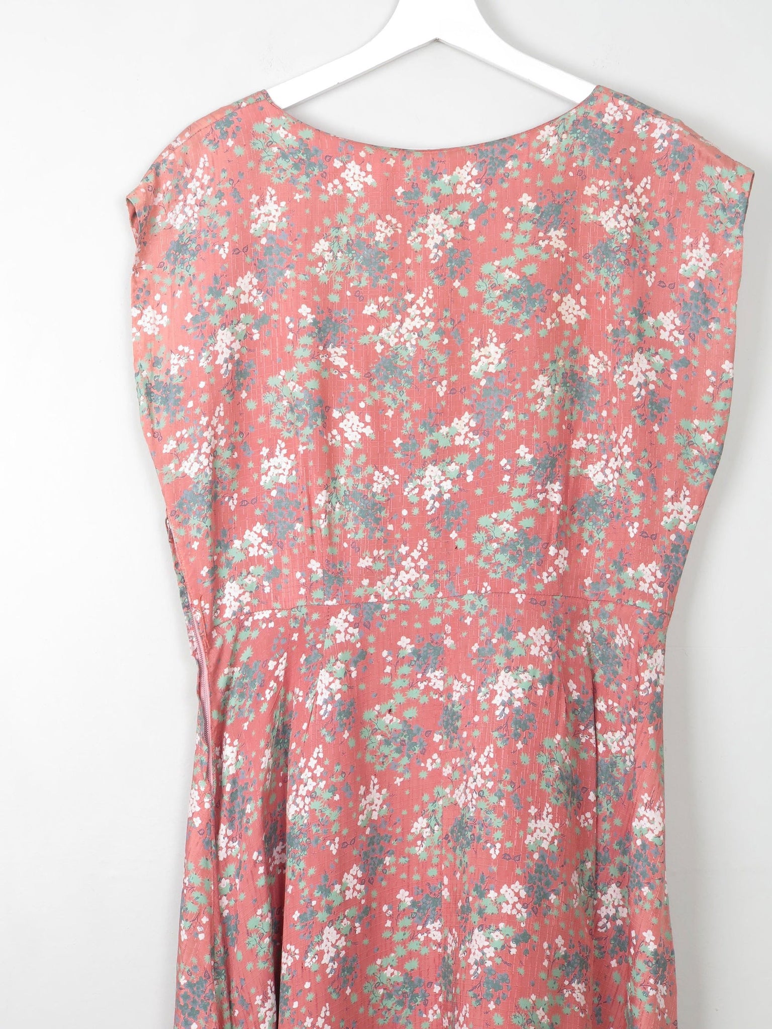 Vintage Pink Floral Silk 1950s Dress M/L - The Harlequin