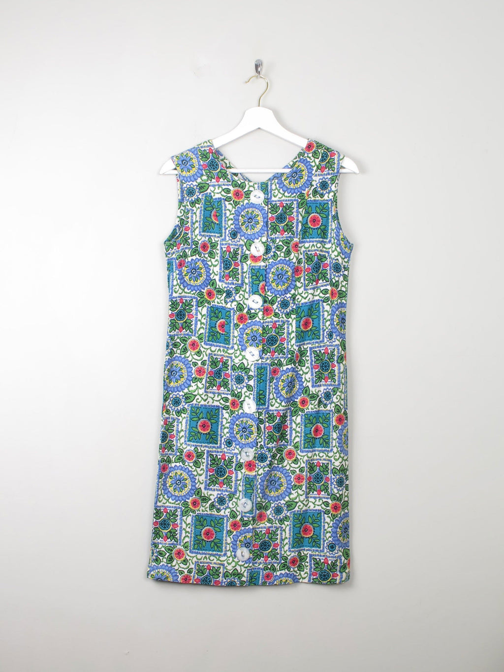 Vintage Printed Blue 1960s Dress XS - The Harlequin