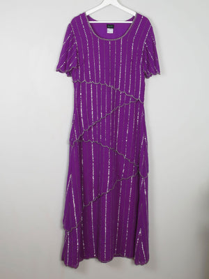 Vintage Purple Beaded Maxi Dress 10/12 - The Harlequin