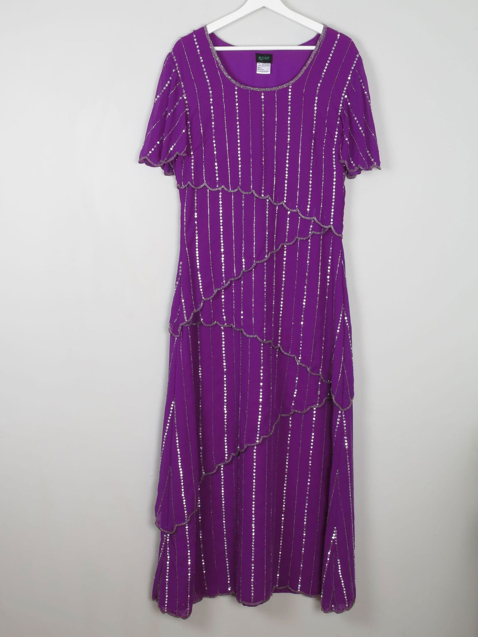 Vintage Purple Beaded Maxi Dress 10/12 - The Harlequin