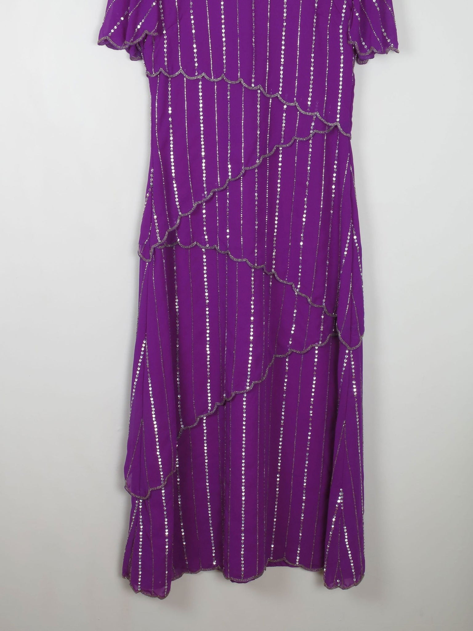 Vintage Purple Beaded Maxi Dress 10/12 - The Harlequin