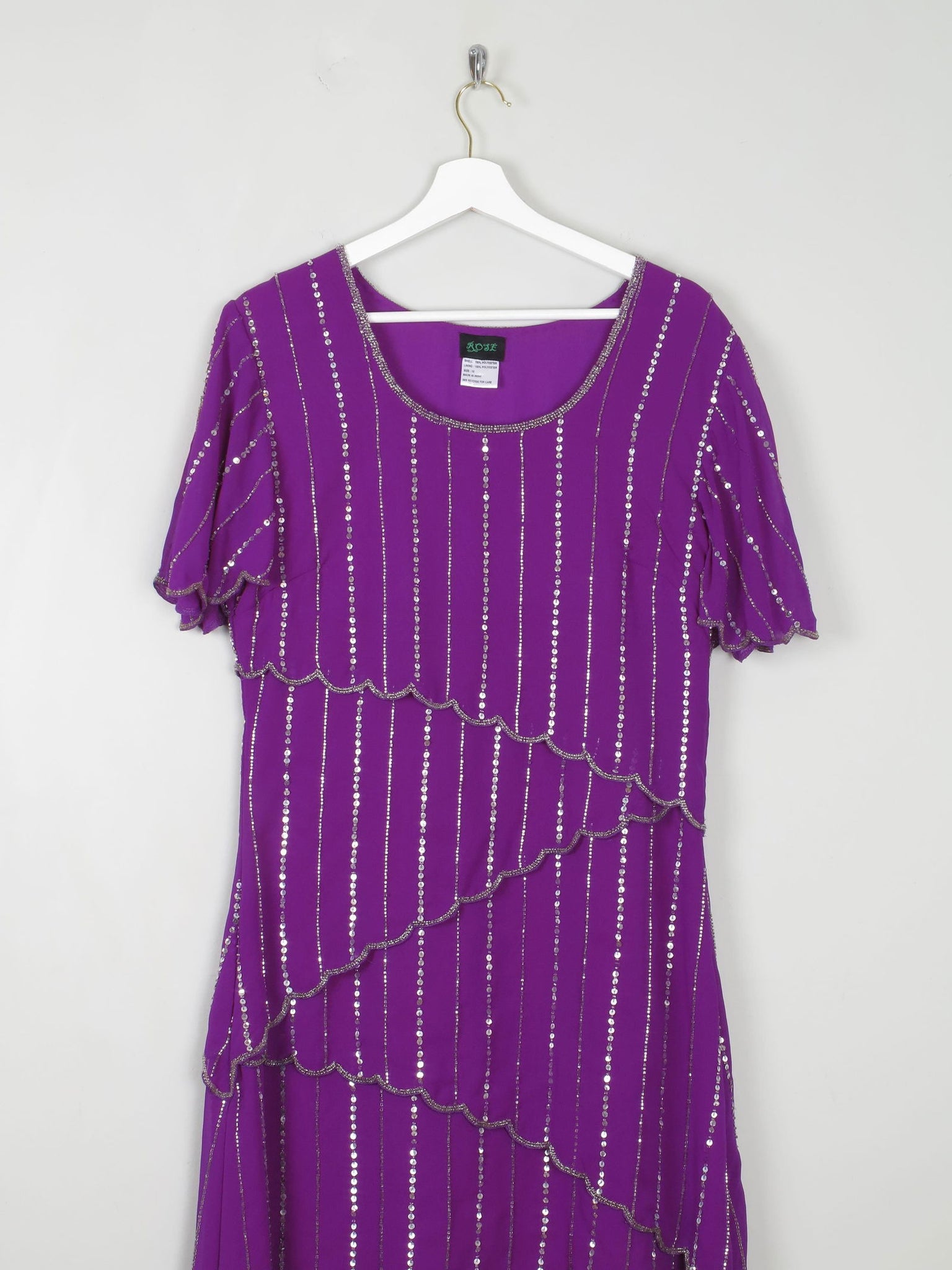 Vintage Purple Beaded Maxi Dress 10/12 - The Harlequin