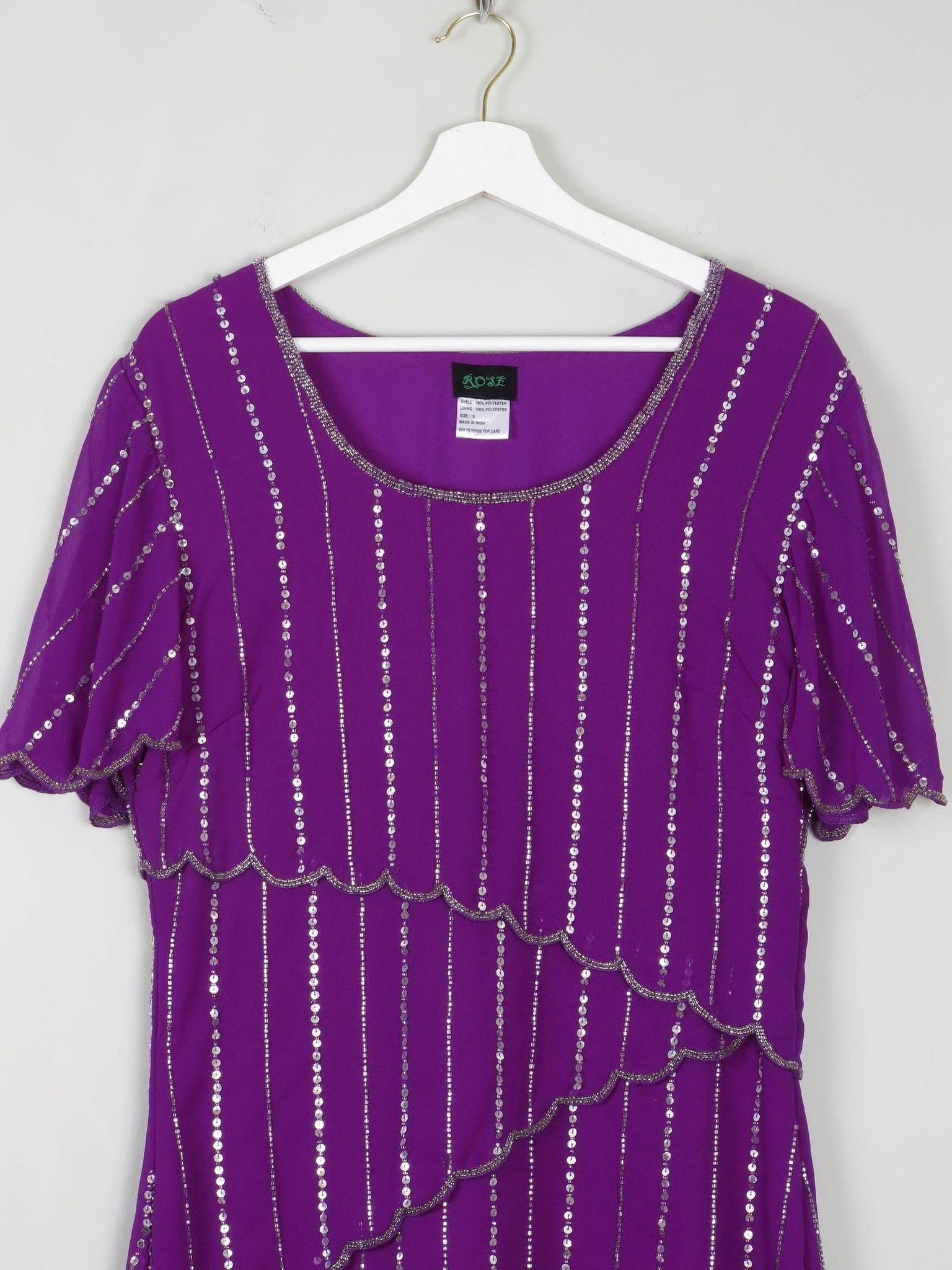 Vintage Purple Beaded Maxi Dress 10/12 - The Harlequin