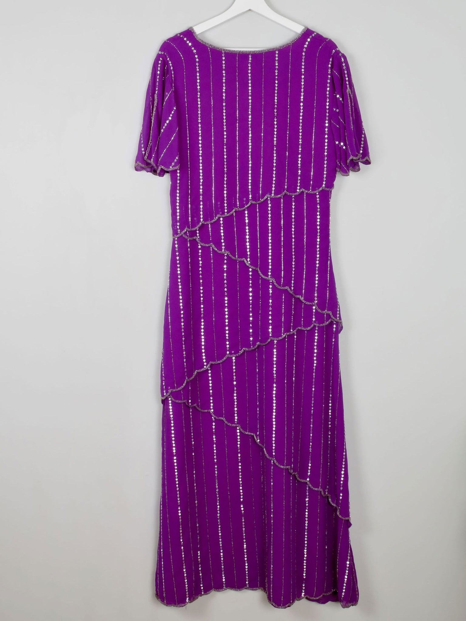 Vintage Purple Beaded Maxi Dress 10/12 - The Harlequin