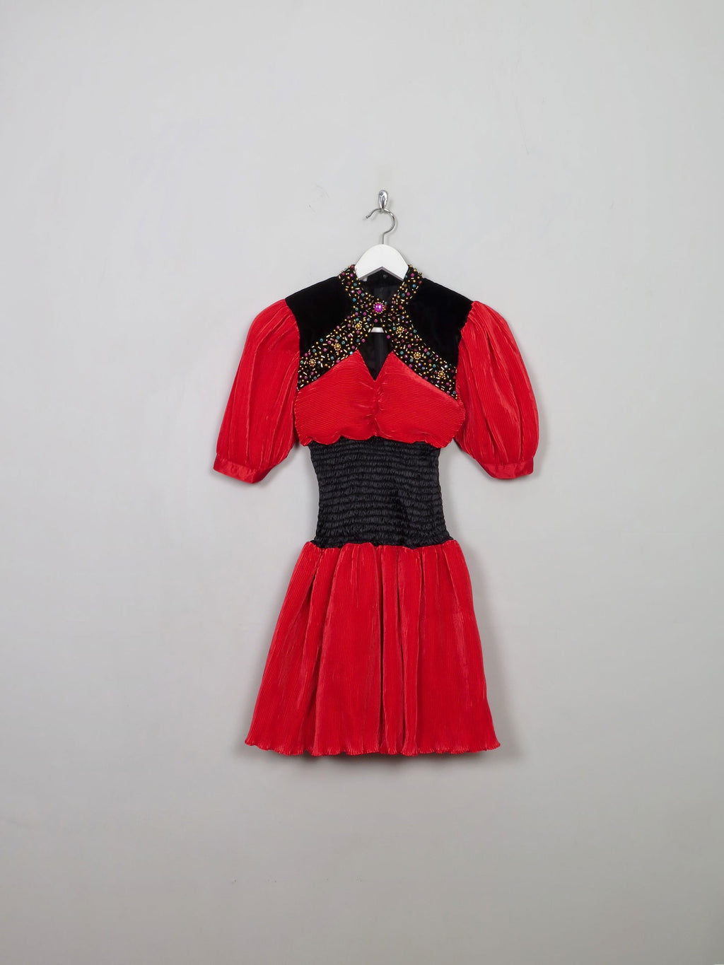 Vintage Red Embellished 80's Dress XS/S - The Harlequin