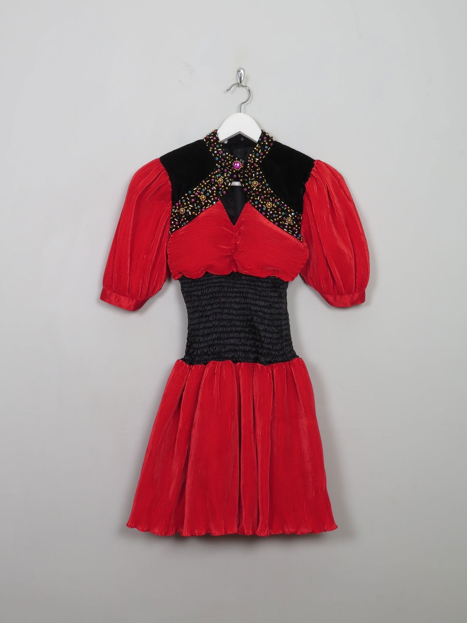 Vintage Red Embellished 80's Dress XS/S - The Harlequin