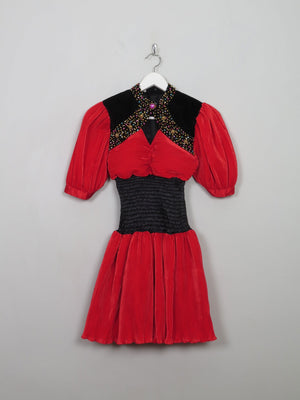Vintage Red Embellished 80's Dress XS/S - The Harlequin