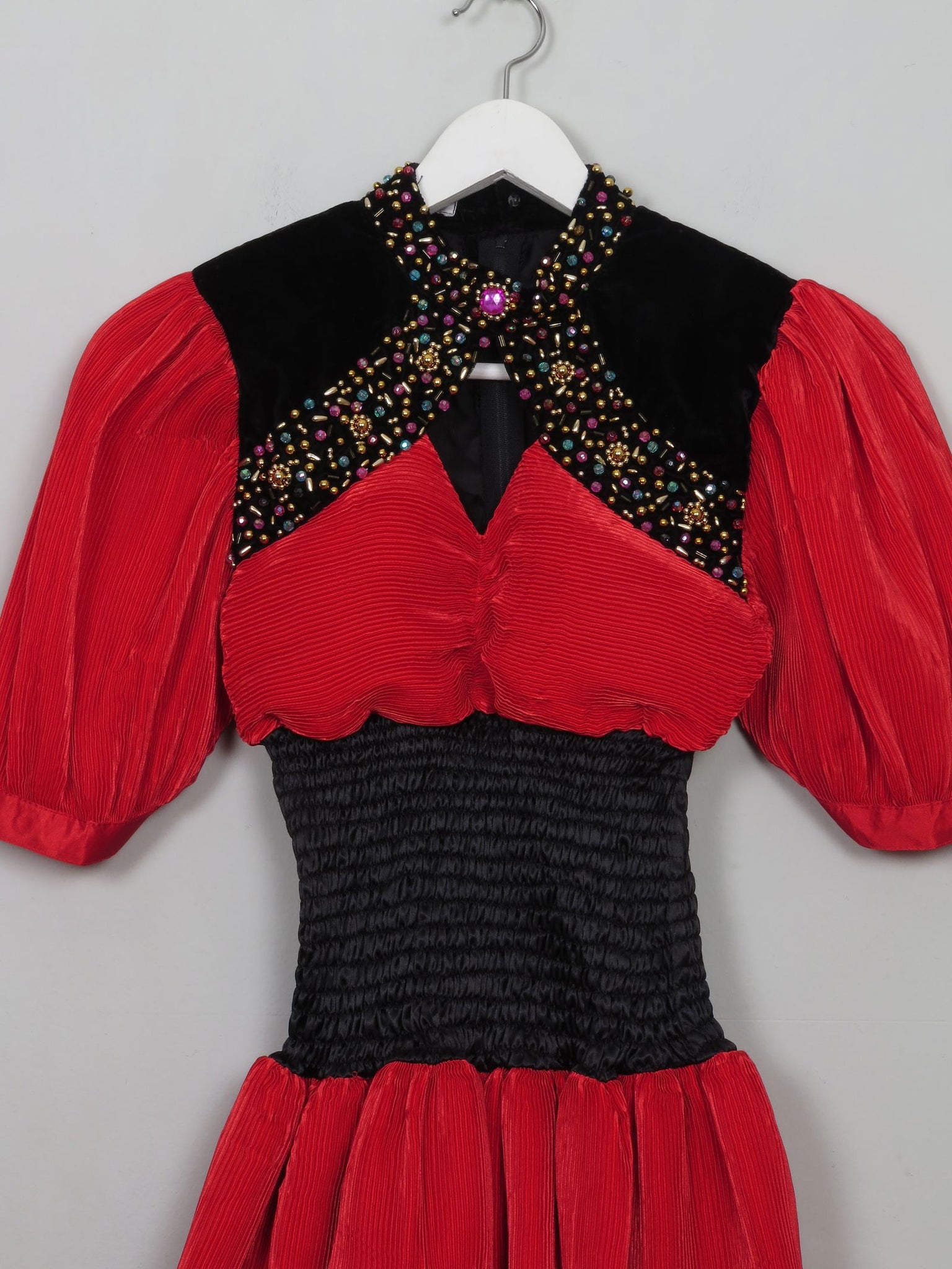 Vintage Red Embellished 80's Dress XS/S - The Harlequin