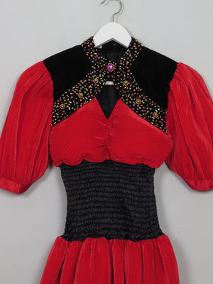 Vintage Red Embellished 80's Dress XS/S - The Harlequin