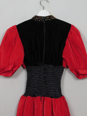 Vintage Red Embellished 80's Dress XS/S - The Harlequin