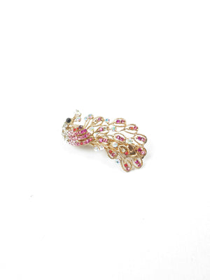 Vintage Rhinestone  Peacock Style Barrette Hair Clip - The Harlequin