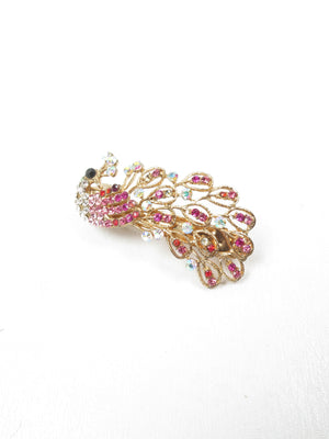 Vintage Rhinestone  Peacock Style Barrette Hair Clip - The Harlequin