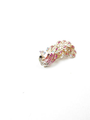 Vintage Rhinestone  Peacock Style Barrette Hair Clip - The Harlequin