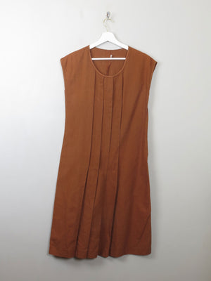 Vintage Rust Linen Pleated Dress S - The Harlequin