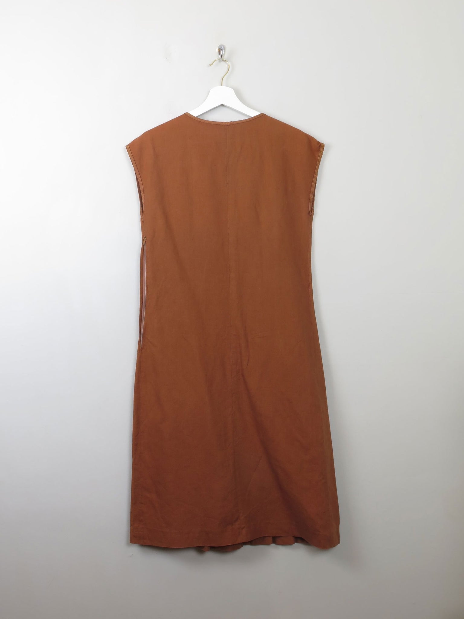 Vintage Rust Linen Pleated Dress S - The Harlequin