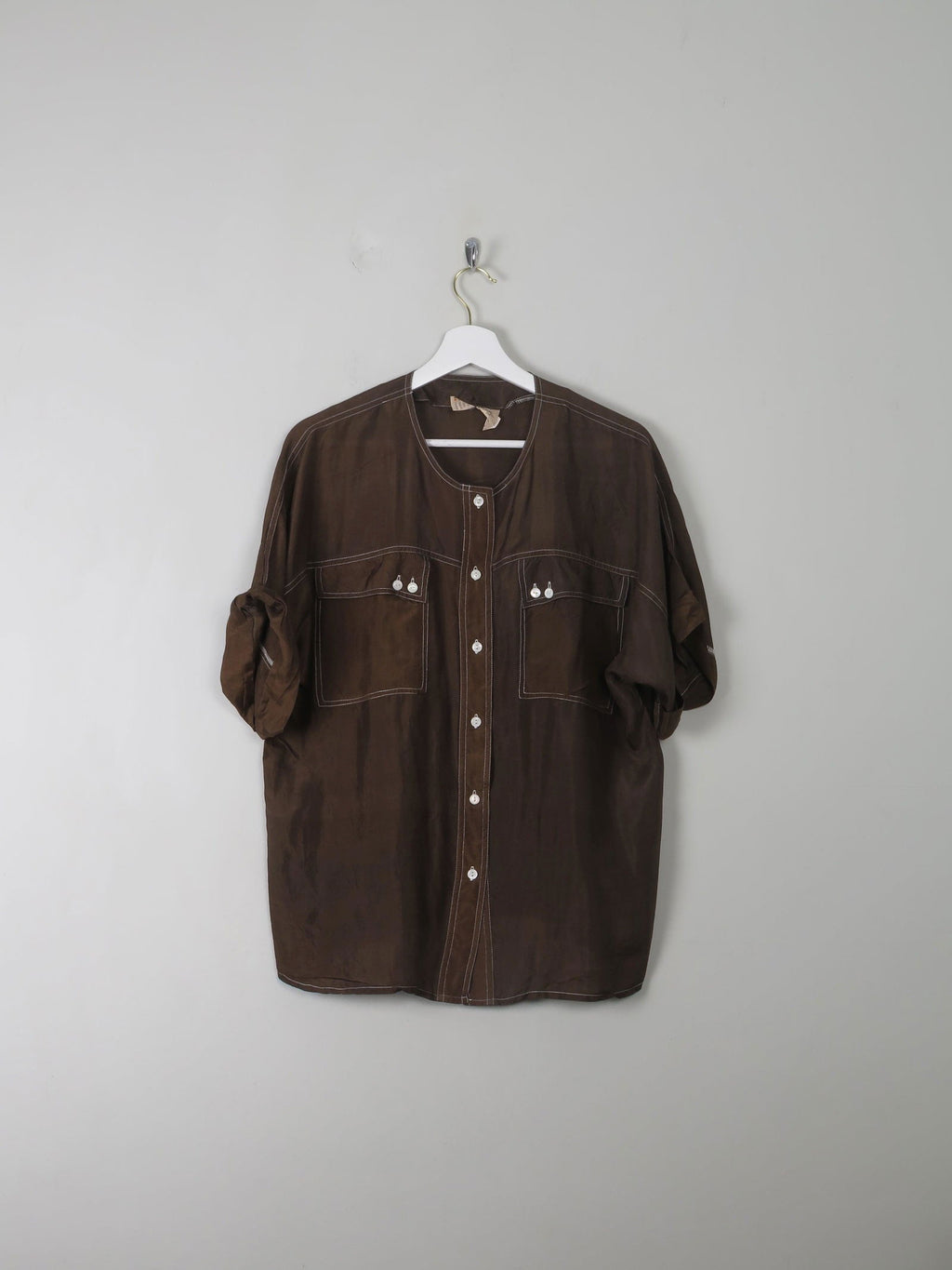 Vintage Silk Brown Blouse M - The Harlequin