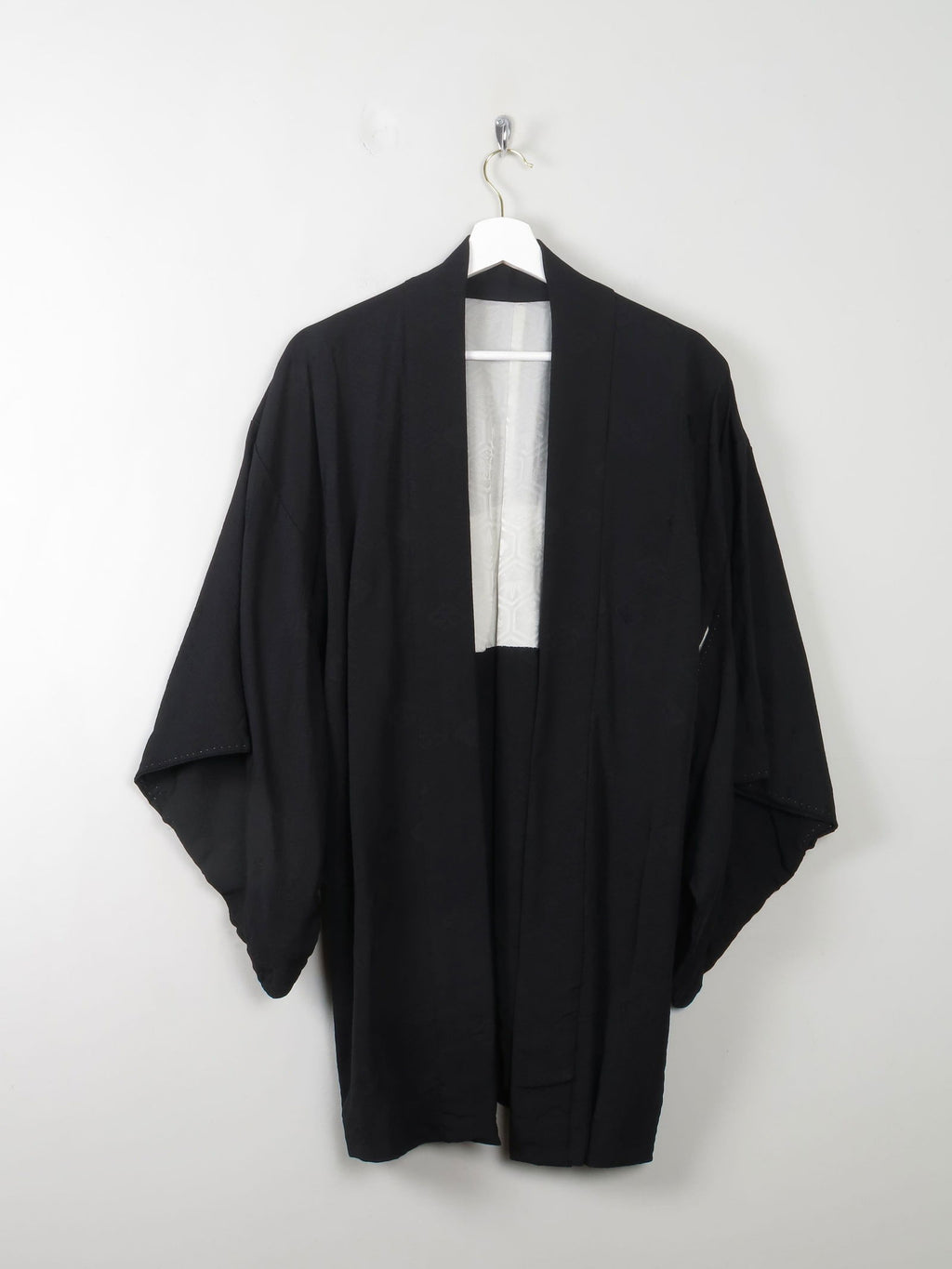 Vintage Silk Kimono Black S/M - The Harlequin