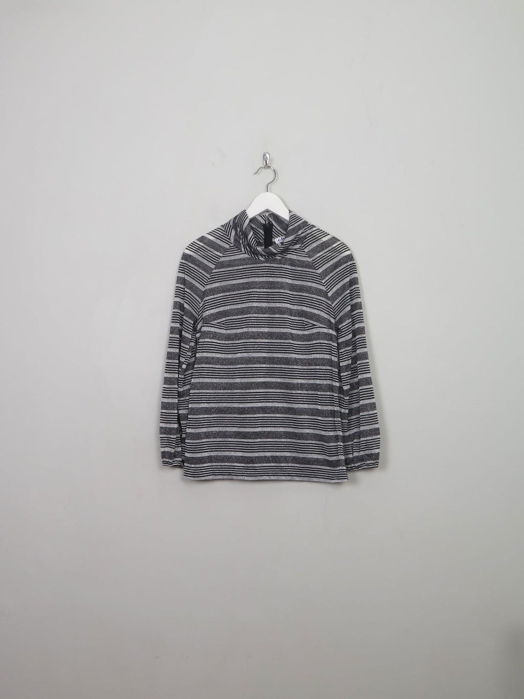 Vintage Silver Lurex Semi Sheer Polo Neck S/M - The Harlequin