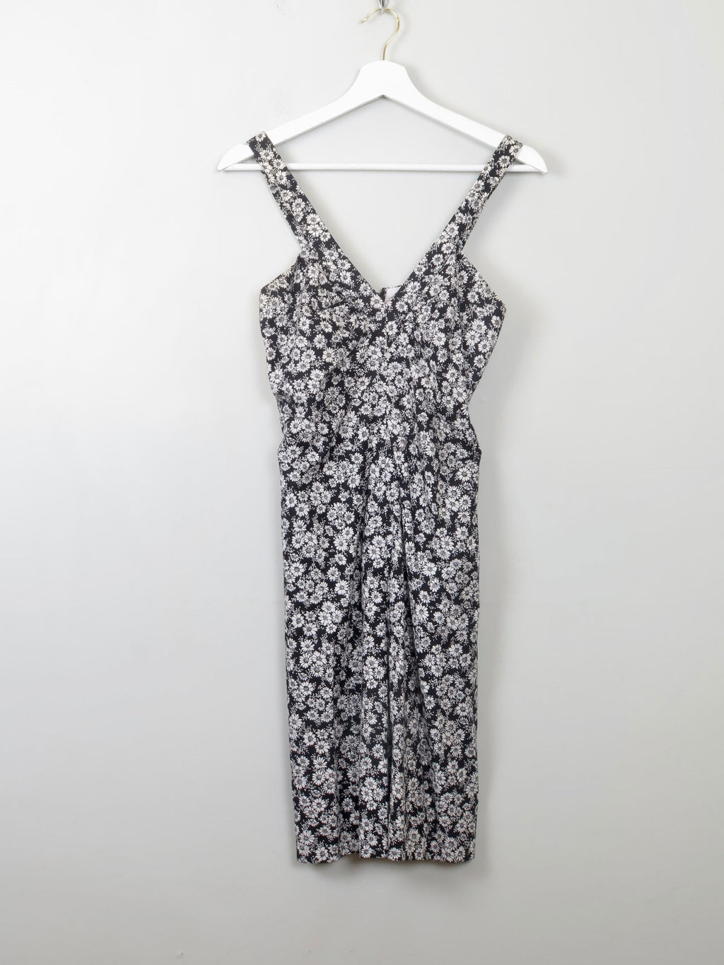 Vintage Sleeveless  Black & White Floral Dress XS - The Harlequin