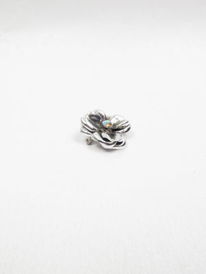 Vintage Small Silver Metal Floral Brooch - The Harlequin