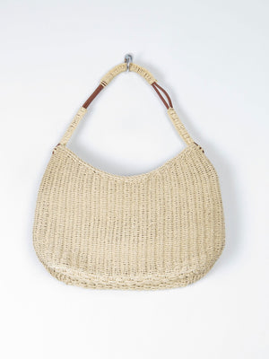 Vintage Straw Shoulder Bag Cream - The Harlequin