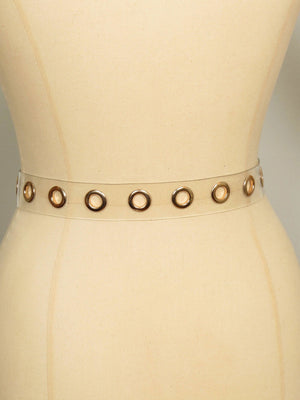 Vintage Style Belt Clear Plastic With Gold Hard-Wear S/M /L New - The Harlequin