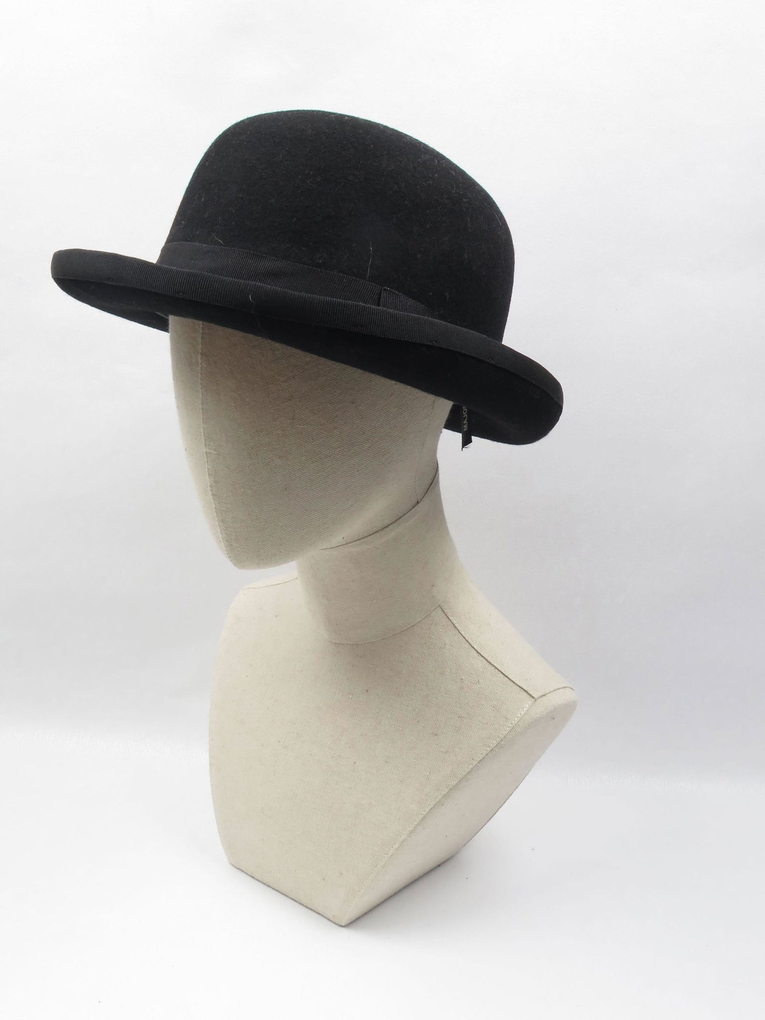 Vintage Style Black Bowler Hat L New - The Harlequin