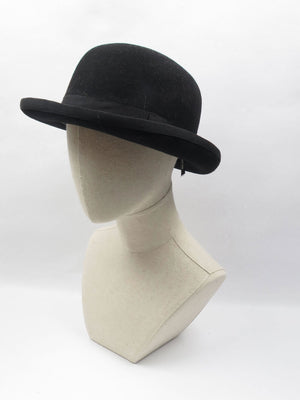 Vintage Style Black Bowler Hat L New - The Harlequin