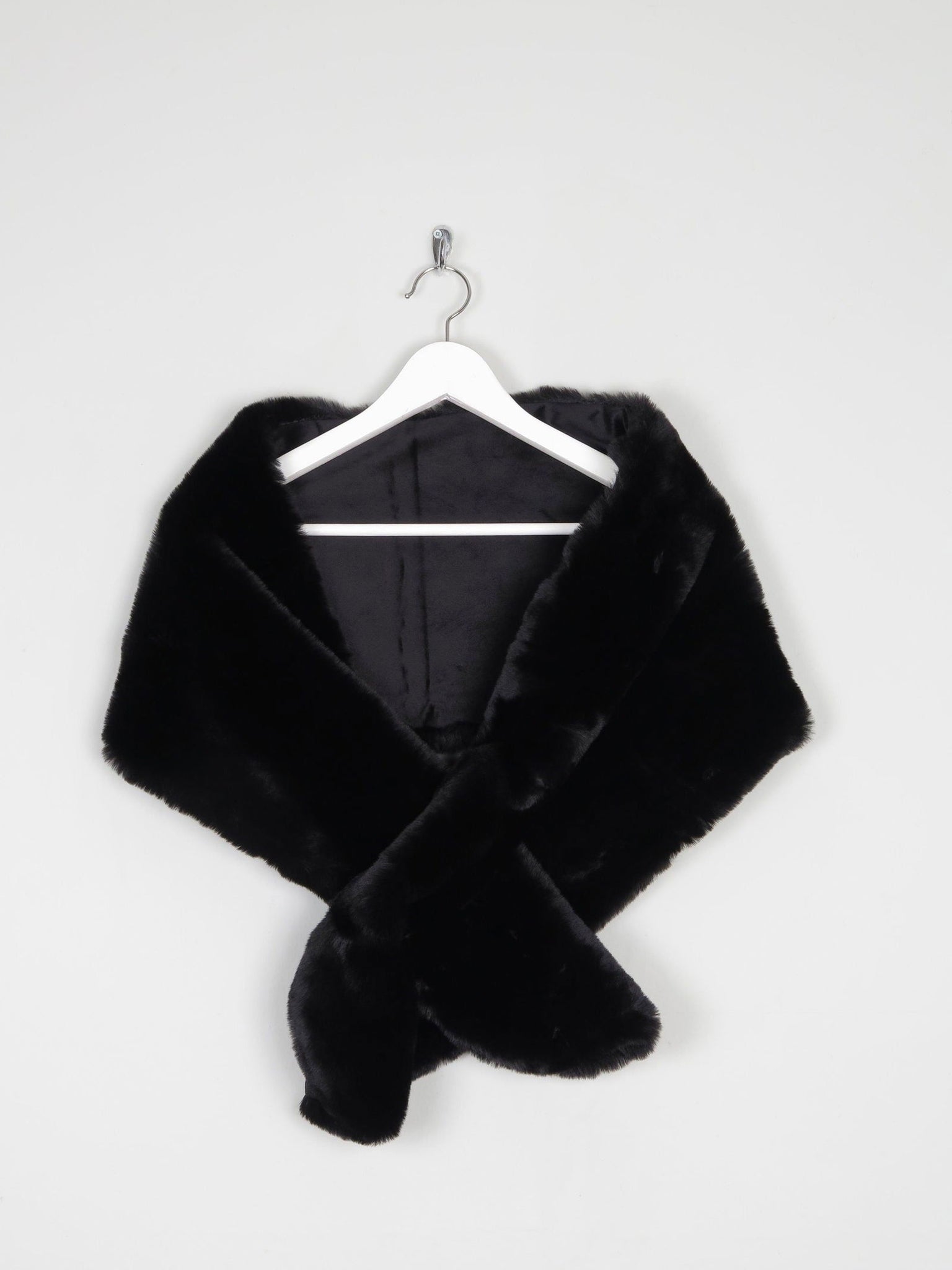 Vintage Style Black Faux Fur Stole Wrap New - The Harlequin