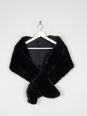 Vintage Style Black Faux Fur Stole Wrap New - The Harlequin