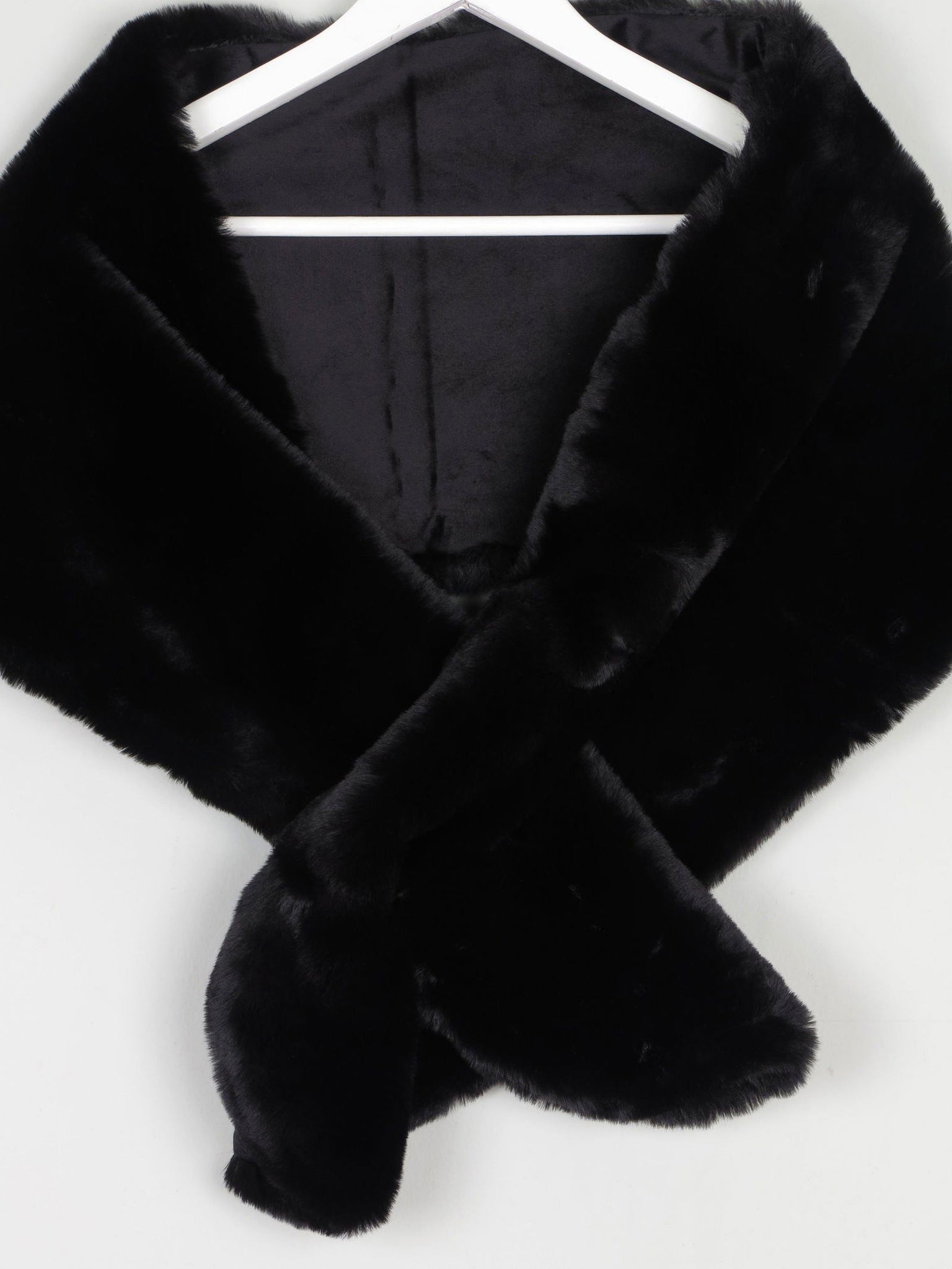 Vintage Style Black Faux Fur Stole Wrap New - The Harlequin