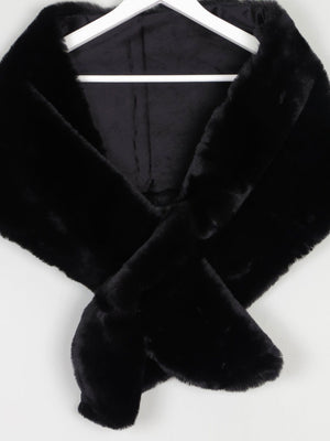 Vintage Style Black Faux Fur Stole Wrap New - The Harlequin