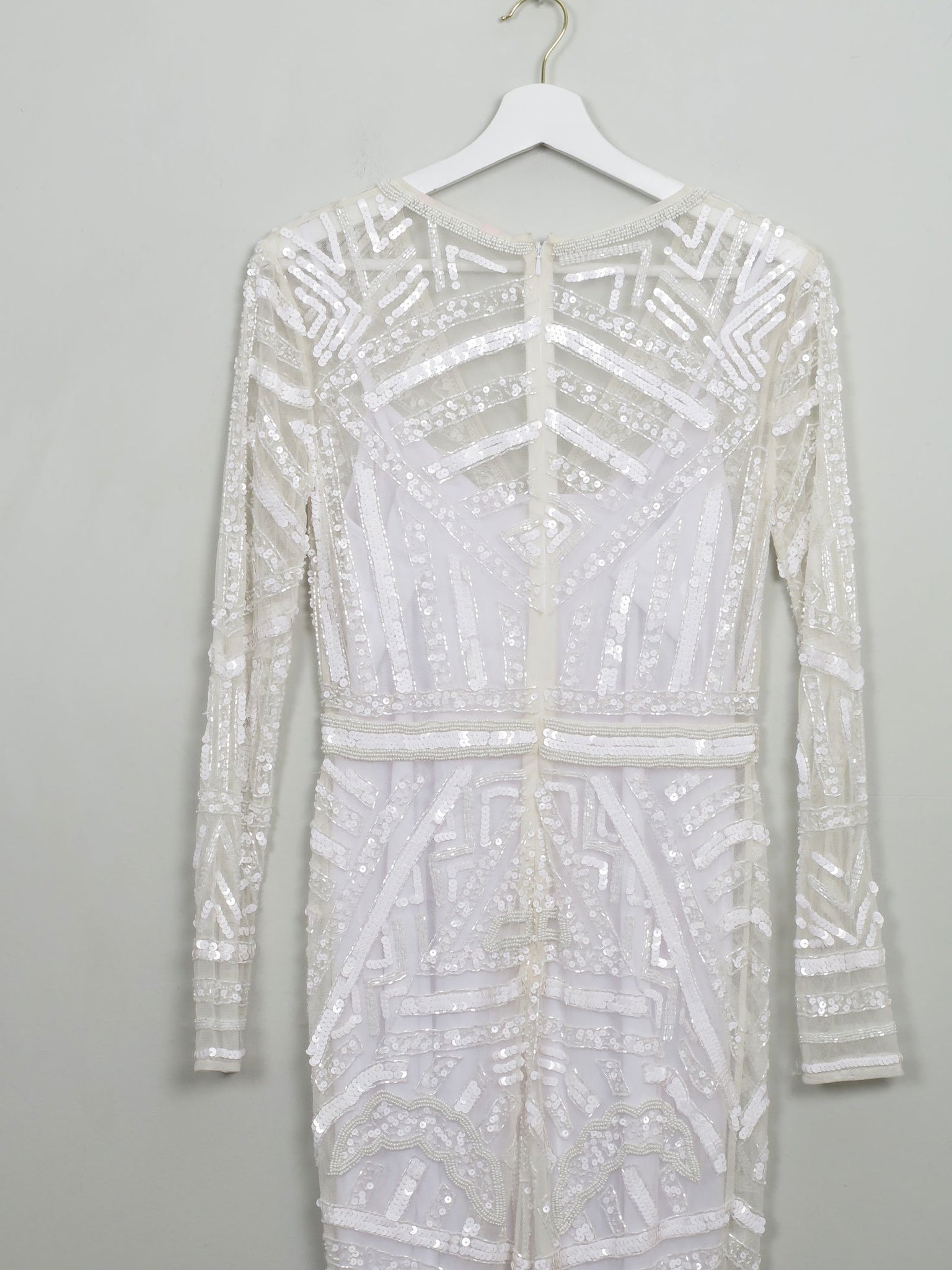 Vintage Style Cream Beaded Fitted Dress S - The Harlequin