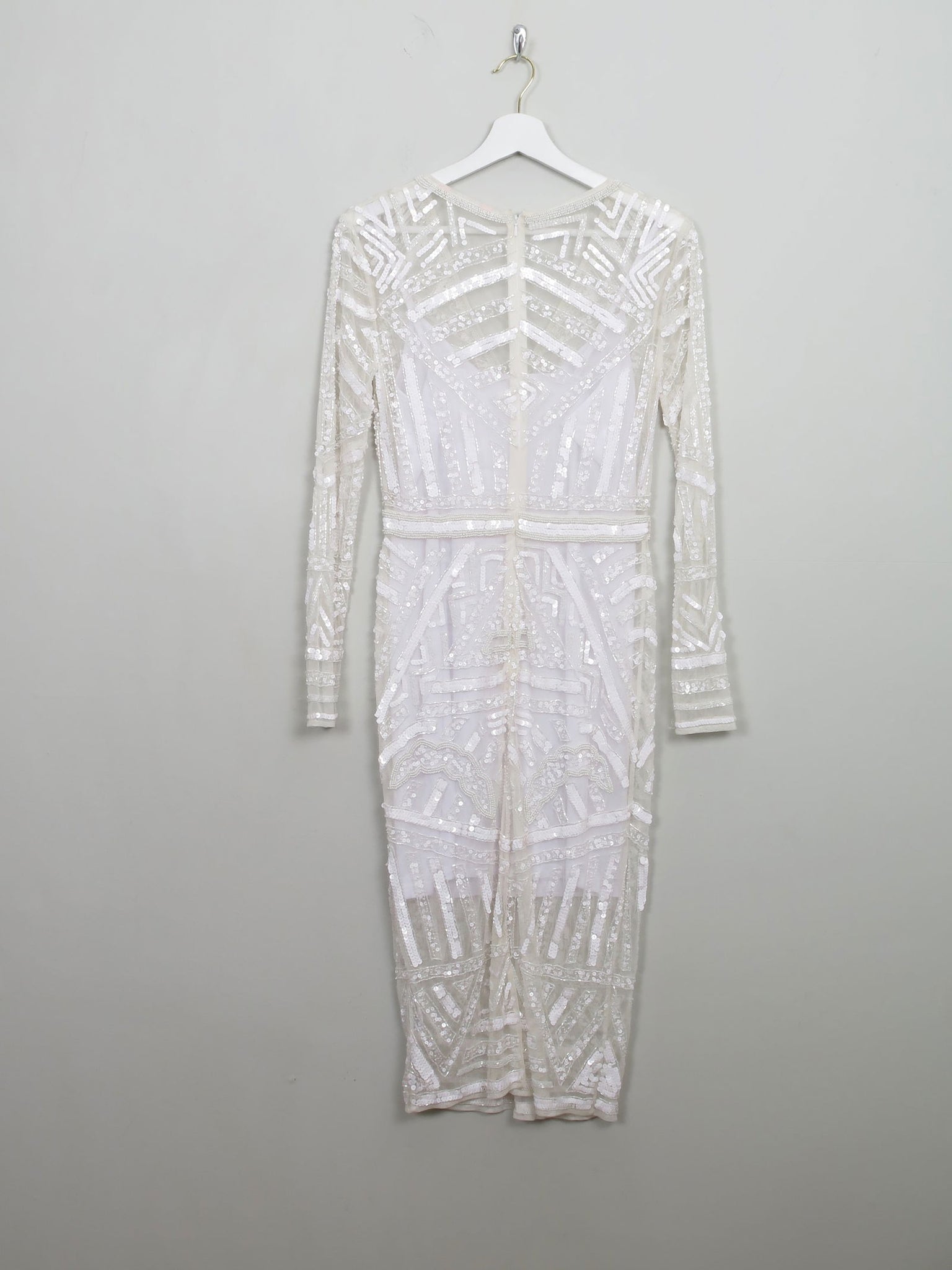 Vintage Style Cream Beaded Fitted Dress S - The Harlequin