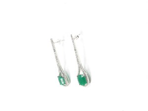 Vintage Style Drop Earrings With Green Glass - The Harlequin