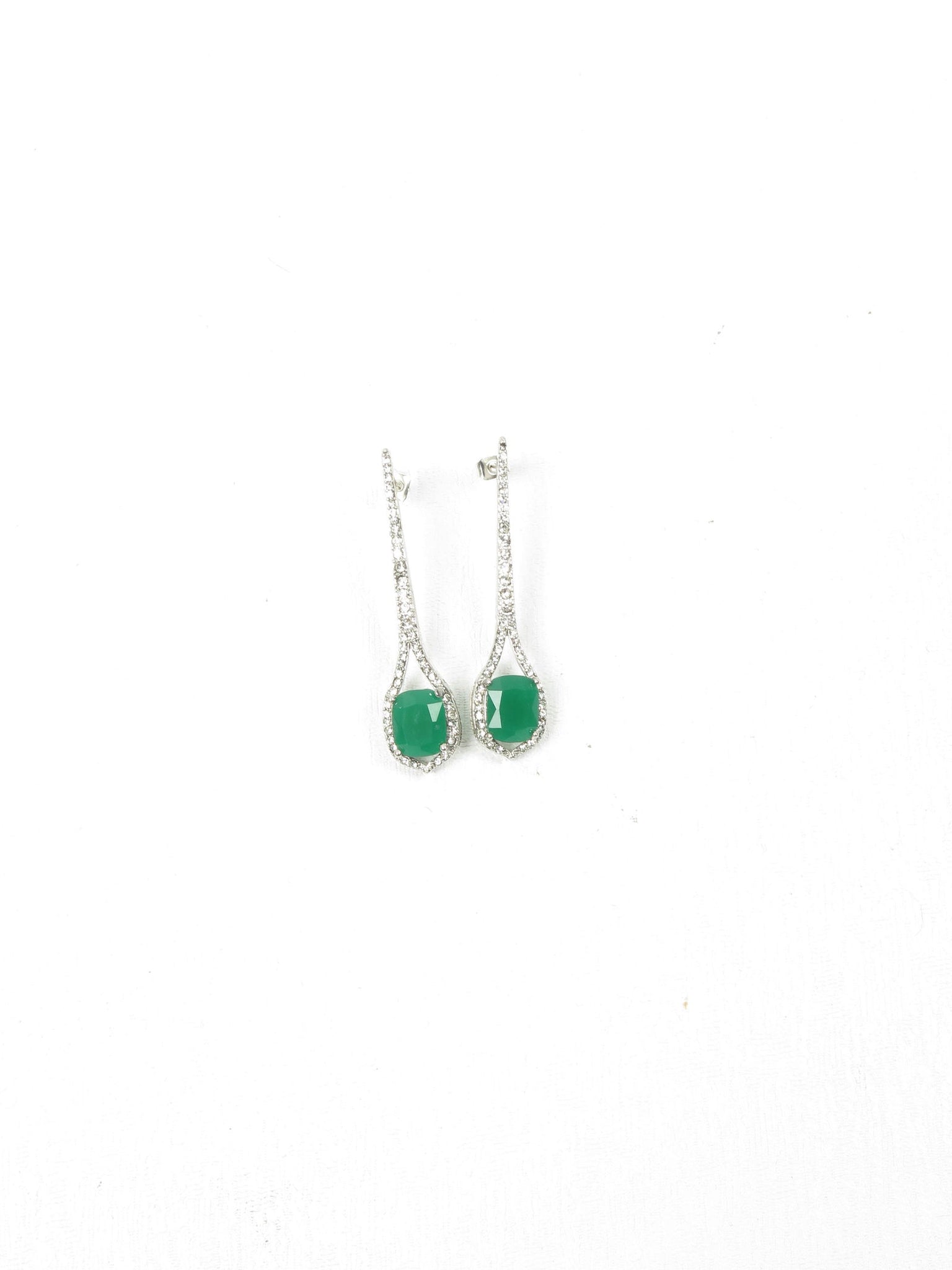 Vintage Style Drop Earrings With Green Glass - The Harlequin