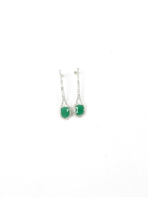 Vintage Style Green & Diamanté  Earrings - The Harlequin