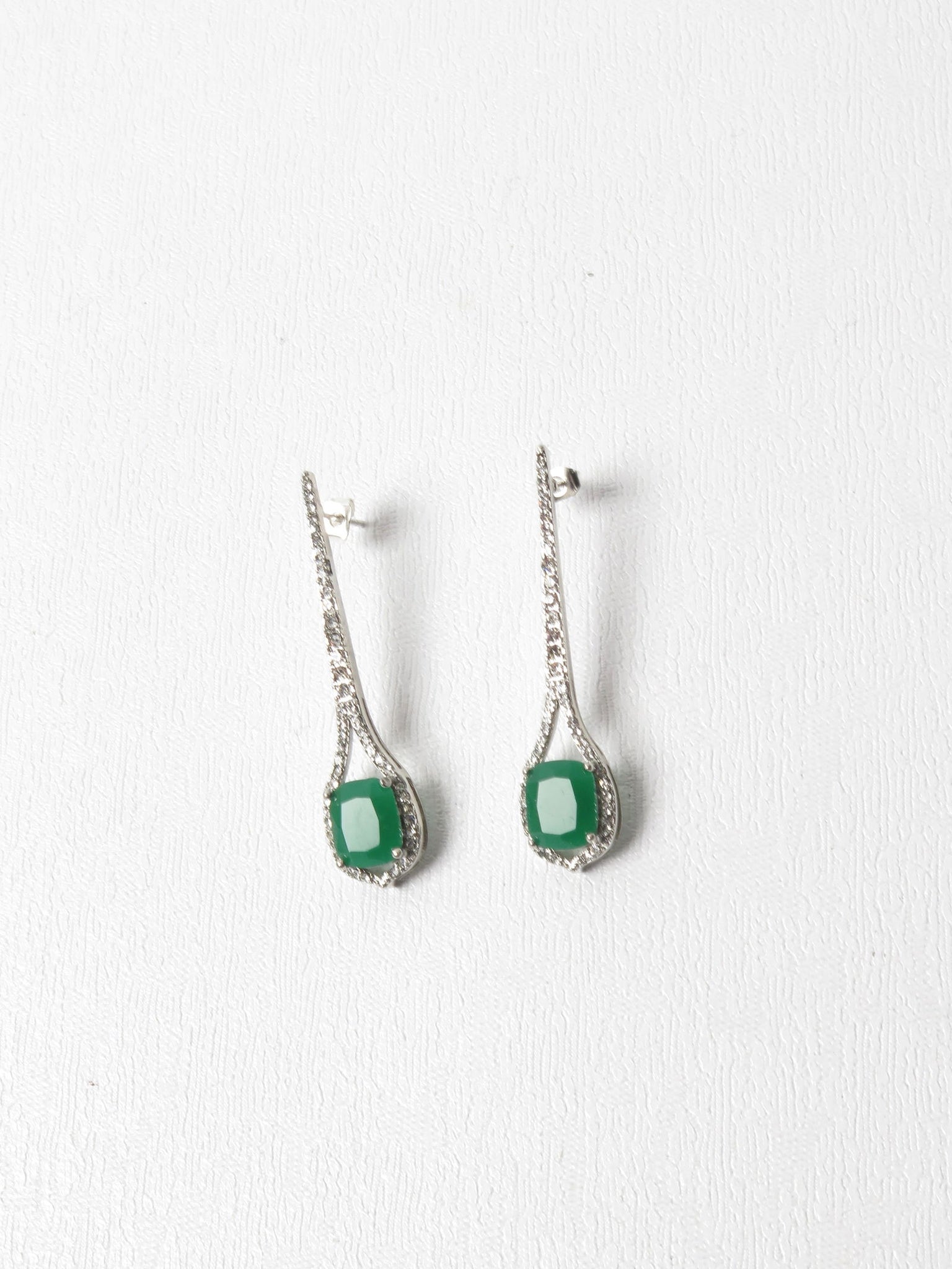 Vintage Style Green & Diamanté  Earrings - The Harlequin