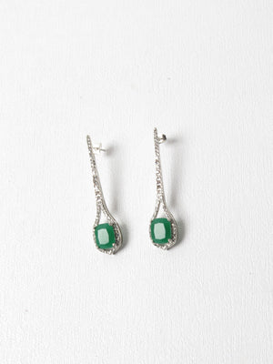 Vintage Style Green & Diamanté  Earrings - The Harlequin
