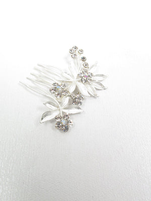Vintage Style  Hair Comb Small Silver & Diamanté - The Harlequin