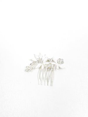 Vintage Style  Hair Comb Small Silver & Diamanté - The Harlequin
