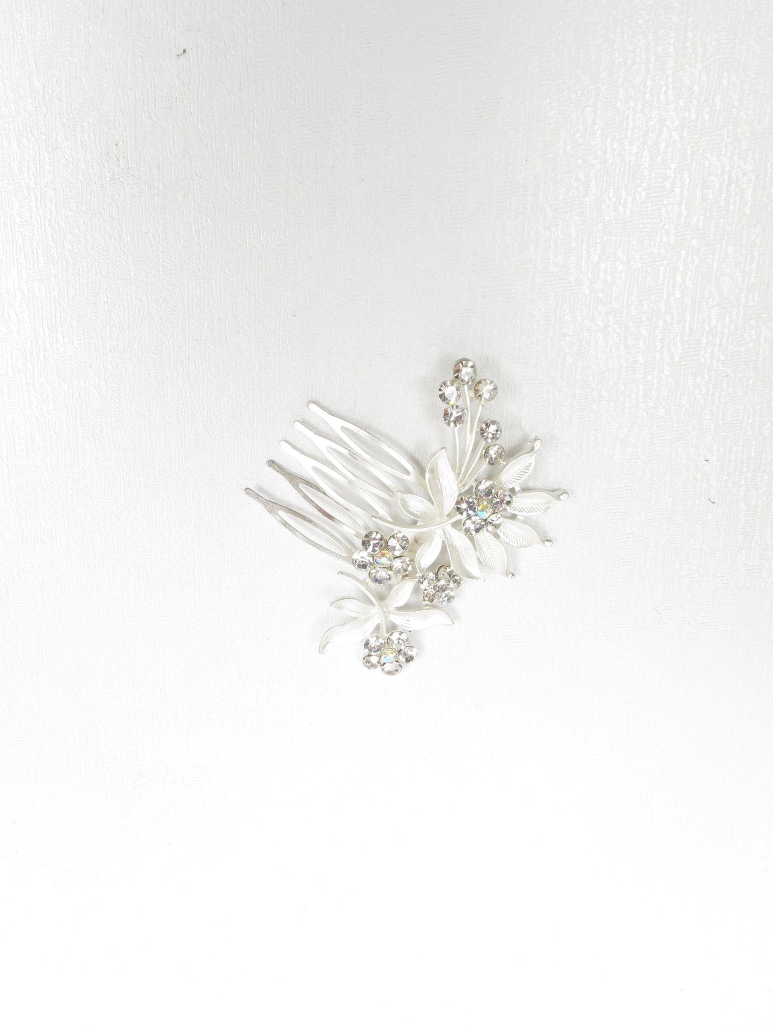 Vintage Style  Hair Comb Small Silver & Diamanté - The Harlequin