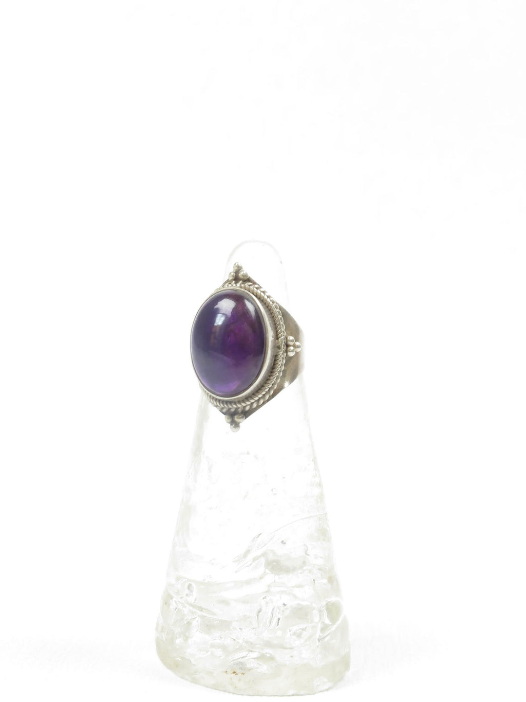 Vintage Style Silver & Amethyst Ring Size M - The Harlequin