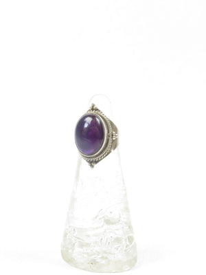Vintage Style Silver & Amethyst Ring Size M - The Harlequin