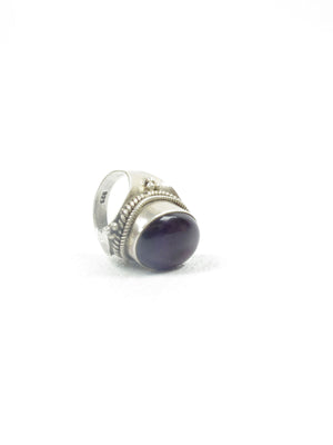 Vintage Style Silver & Amethyst Ring Size M - The Harlequin