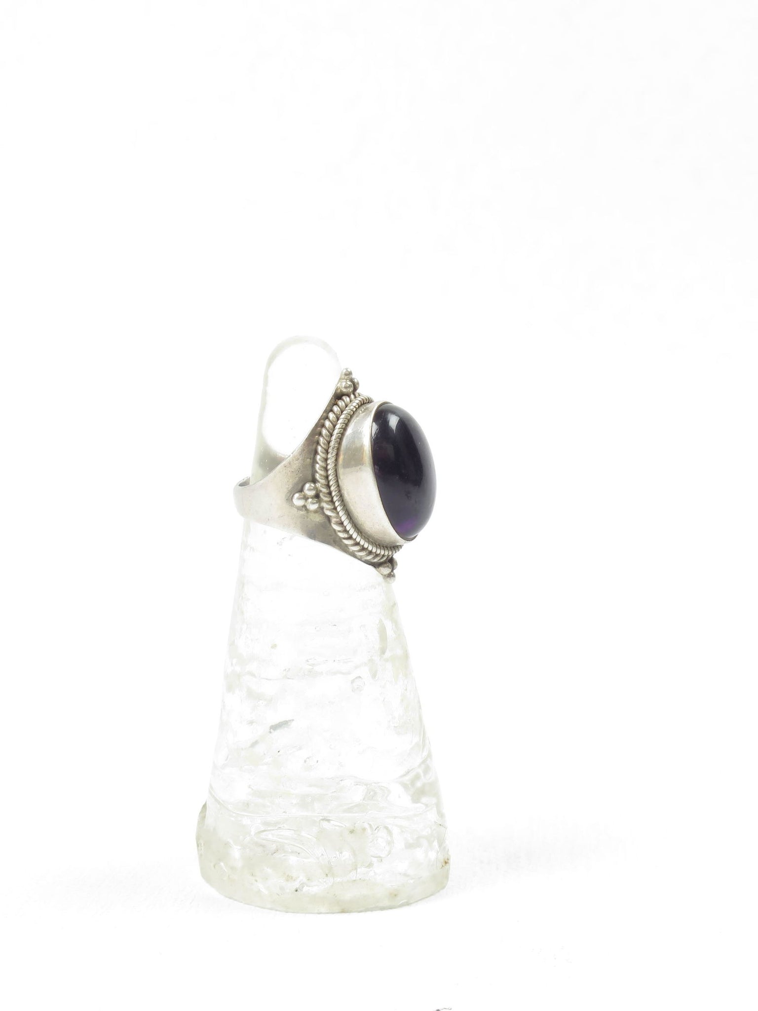 Vintage Style Silver & Amethyst Ring Size M - The Harlequin