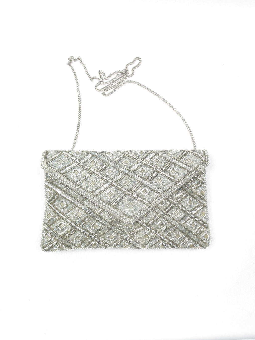 Vintage Style Silver Beaded Bag - The Harlequin