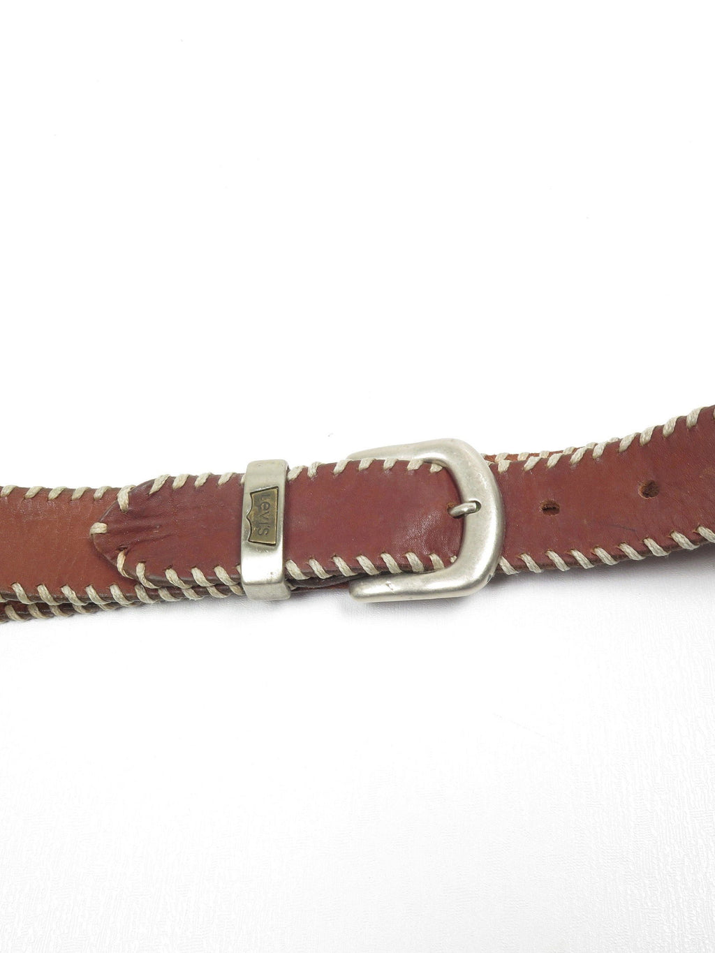 Vintage Tan Leather Blanket Stitch Belt With Levis Buckle XS - The Harlequin
